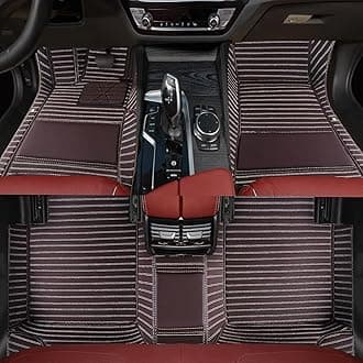 Custom Floor Mats - Suitable for 99% Cars Trucks SUVs, All Weather Personalized, Full Coverage Luxury Mats, Anti-Slip Leather (Brown Streak)