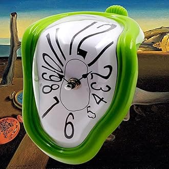 FAREVER Melting Clock, Salvador Dali Watch Melted Clock for Decorative Home Office Shelf Desk Table Funny Creative Gift, Rome Green