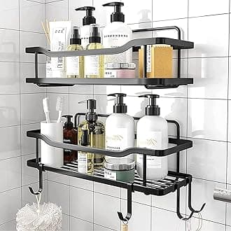 Sulfar Shower Caddy 2 Pack | Adhesive Bathroom Shower Shelf Organizer | No Drilling, Rustproof Stainless Steel | Shower Organizer for Bathroom & Kitchen Storage | Wall Mounted Storage Rack