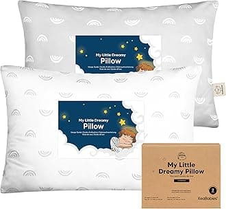 KeaBabies 2-Pack Toddler Pillows 2 Year Old to 5-13x18 Soft Organic Cotton Kids Pillow for Sleeping, Travel, School, Daycare, Nap, Toddler Bed, Machine Washable, Without Pillowcase (Gray Rainbow)
