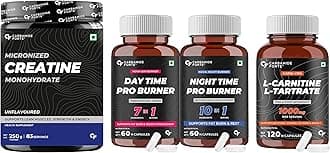 L-Carnitine L-Tartrate 1000mg |Pre Workout Supplement & Night & Day Fat Burner - Weight Loss Support & Creatine Monohydrate Supplement for Lean Muscle|Powder