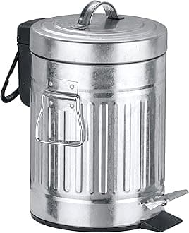 Wenko 18691100 Pedal bin New York Easy Close Soft Closing Mechanism, Sheet Metal Look, Capacity 3 L, Metal Other, 17 x 27 x 17 cm, Matt