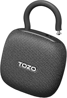 TOZO PE1 Portable Bluetooth Speakers with Adjustable Carabiner, Mini Bluetooth Wireless Shower Speaker with IPX8 Waterproof, 32H Playtime Punchy Bass Audio Speaker for Home, Outdoor and Travel, Black