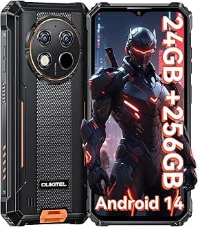 OUKITEL G1 Rugged Smartphone - Android15, 24GB RAM+256GB ROM+1TB,10600mAh Battery,48MP Camera,6.52" Rugge phone,IP68/69K Waterproof 4G Dual Sim-free&Unlocked Mobile Phones,NFC,OTG,GPS,2025 (Orange)