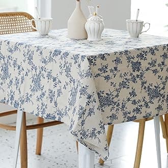 YiHomer Pastoral Square Tablecloth - 40 x 40 Inch Table Cloth - Washable Table Cover with Dust-Proof Wrinkle Resistant for Restaurant, Picnic, Indoor and Outdoor Dining, Floral (Dark Blue)