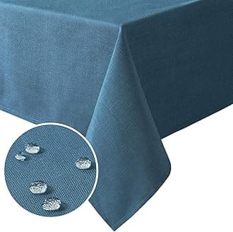 Linen Textured Table Cloths 60 x 104 Inch Premium Solid Tablecloth Spill-Proof Waterproof Table Cover for Dining Buffet Feature Extra Soft and Thick Fabric Wrinkle Free, Ink Blue