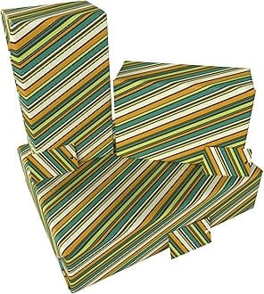 Luxury ECO Gift Wrap - 3 sheets/tags - Classic Vintage Retro Stripes - Birthday - Recycled & Recyclable Wrapping Paper - Re-wrapped