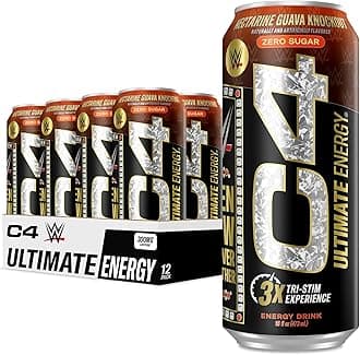 Cellucor C4 Ultimate x WWE | 300mg Caffeine Sugar Free Energy Drink | Knockout Nectarine Guava | 16oz (Pack of 12)