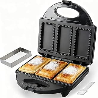 Electric Mini Pocket Pie Maker Machine with Crust Cutter, Pocket Pie Iron Press with Non Stick Surface, Ideal for Hot Chicken Pockets Pizza Pockets Grilled Cheese Sandwiches and More