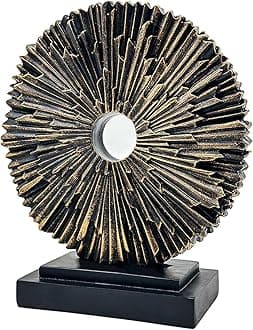 Abstract Statue for Home Decor,Office Desk Sculpture for Men,Creative Round Line Ornament for Bookshelf,Modern Decorative Sculpture,Bedroom,Livngroom,Table(Black)