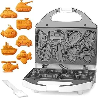 - Car Waffle Maker for Kids, Halloween & Christmas Mini Waffle Maker, 8 Fun Vehicle Shaped Mini Pancake Maker, Non Stick Surface, Excellent Gift, White