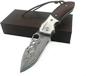 ALBATROSS Premium Damascus Steel Folding Pocket Knife with Liner Lock - EDC Knife with Sandalwood Handle - Perfect for Outdoor, Hunting, Survival & Gift Collection - HGDK007