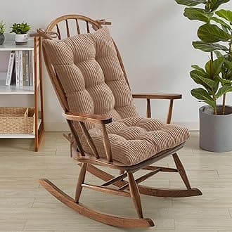 Rocking Chair Cushion Premium Tufted Pads Non Skid Slip Backed Crushed Velvet Cover Set of Upper and Lower with Ties, 21 in x 17 in | 17 in x 17 in, Velvet Taupe