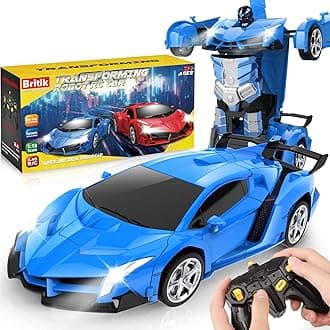 Toys for Kids 3-8 Year Old: Transforming Remote Control Car Toys Gifts for Boys Age 3 4 5 6 7 8 Birthday Presents Toy for Toddler Transformable 2 in 1 Robot RC Car Toy 360° Rotating-Blue