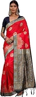 Elina fashion Women's Ready to Wear Banarasi Art Silk One Minute Pre Pleated Indian Saree With Unstiched Blouse