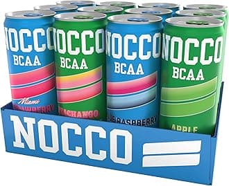 NOCCO Zero Sugar Energy Drink, Summer Variety Pack - 12 Fl Oz (Pack of 12) - 200mg Caffeine, Sugar Free with BCAAs, Carbonated & Low Cal, B Vitamins, Grab & Go Performance Beverage