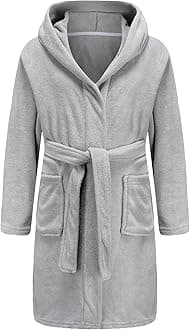 Boys Girls Bathrobe Soft Towel Hooded Robe Terry cloth Turkish Cotton Bathrobe, Green