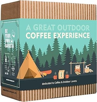 Outdoor Coffee Gift Set for Men & Women - 7 of The World's Finest Single Estate Specialty & Organic Coffees | Brew & Enjoy Anytime, Anywhere | Camping & Traveller Themed Assortment Box for Him & Her
