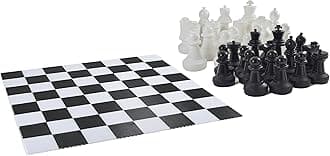 Garden Games Giant Chess Pieces with a Lawn Friendly Mesh Chess Board