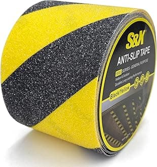 S&X Black/Yellow Anti Slip Tape 4" x 33 FT, Heavy-Duty Grip Tape for Stairs Outdoor Waterproof Safety Non Skid Roll High Traction Non Slip Treads with Hard-Wearing Surface