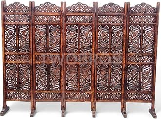Wooden Room Partition/Screen/Room Divider/Room Separator Traditional Handicrafts 6Ft (Dark Brown) (4 Panel) (5 Panel with Stands)