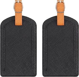 Premium Colored Luggage Tags for Luggage, Travel Bags and Suitcases by Adventure Goods - Black (Pack of 2)