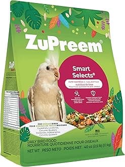 ZuPreem Smart Selects Pellets & Seed Blend, Daily Food for Cockatiel, Lovebird, Quaker, Conure, Lorikeet, Core Nutrition Food for Medium Birds, Essential Vitamins, Conure Feed (M, 2.5 lbs)
