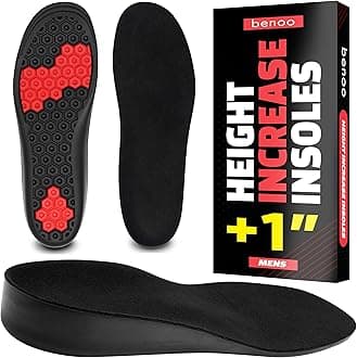 Height Increase Insoles for Men (+1 inch) Discreet Shoe Lifts, All Day Comfort, Shock-Absorbent Gel, Trim to Fit Inserts for Most Sneakers & Shoes, Confidence Boosters (Mens 10-11.5)