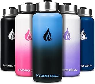 Stainless Steel Insulated Water Bottle with Straw - For Cold & Hot Drinks - Metal Vacuum Flask with Screw Cap and Modern Leakproof Sport Thermos for Adults (Blue/Black 32oz)