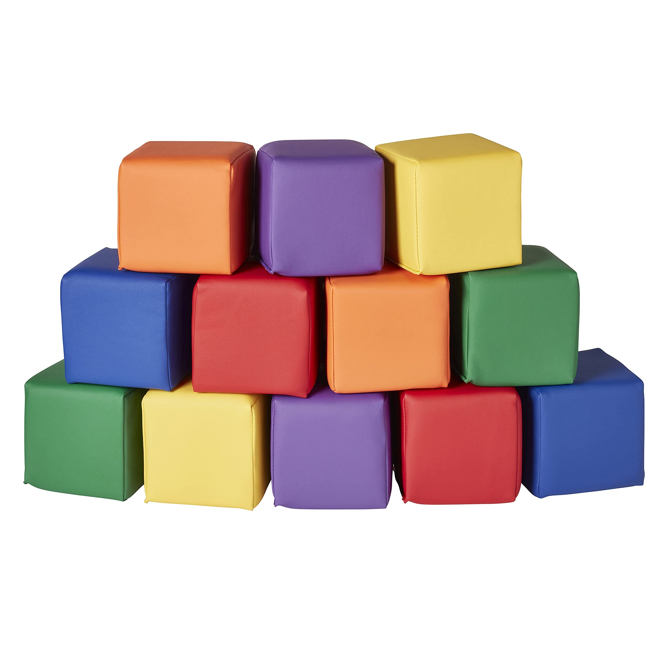 ECR4Kids SoftZone Patchwork Toddler Blocks, Foam Cubes, Assorted, 12-Piece