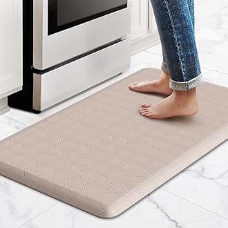 HappyTrends Kitchen Runner Rugs Anti-Fatigue mats ,17.3"x 28",Non Slip Waterproof Ergonomic Comfort Mat for Kitchen, Floor Home, Office, Sink, Laundry ,Khaki