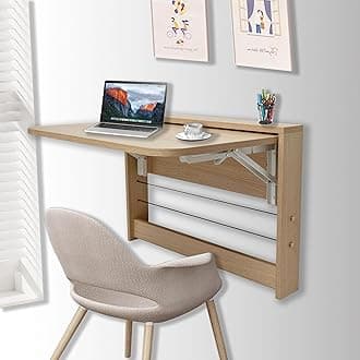 Wall Mounted Folding Table,Wall Desk fold Down,Floating Functional Hanging Desk for Home Office Workstation Study, Bedroom,Kitchen Dining (Wood Color-Rounded edge, 100*41.5cm/39.4*16.3inch)
