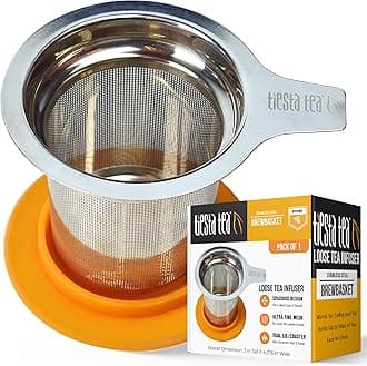 Brewbasket Stainless Steel Infuser Basket for Loose Leaf, Reusable Fine Mesh Strainer for Hot & Iced Drinks, Loose Leaf Steeper, Single Cup Tea Diffuser, Holds 5 Ounces