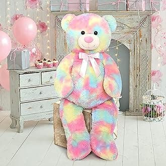 OSJS Toys Very Soft Lovable/Fluffy/SpongyHuggable Cute Teddy Bear with Neck Bow for Girlfriend/Birthday Gift/Boy/Girl/Valentine/Anniversary (Rainbow, 5 Feet)