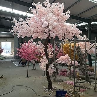 tall artificial plants Artificial Tree Fake Tree Faux Cherry Blossom Trees Artificial, Modern Living Room House Office Party Indoor Decor ，Housewarming Opening Gift ，pink (Size : 1m/3.28ft)