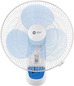 Wall- 49 Wall Fan with Remote & Automatic Speed Control | Wall Fan with Tilt & Oscillation mechanism | Remote with Display Panel & Timer | 2-year warranty by Orient | Crystal White