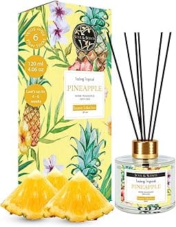Soul & Scents Pineapple Scented 4.06 oz (120ml) Reed Diffuser Set with 6 Fiber Sticks for Room Decor | Home Fragrance Reed Diffuser | Air Freshners for Home