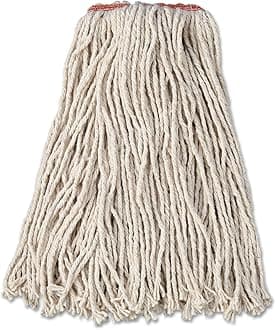 RubbermaidCommercial Products, Industrial Grade Premium Cut-End Cotton Mop to Remove Dirt, Grease and Stains, Indoor and Outdoor Use, 16 oz, 1" Headband (Pack of 12)