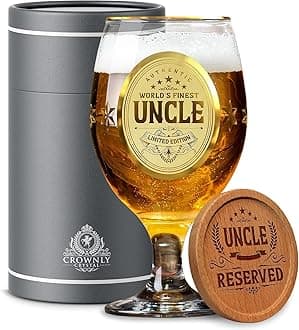 Kies CROWNLY CRYSTAL® Uncle Gifts from Niece Birthday Christmas Personalized Beer Glass for Men Pint Glass
