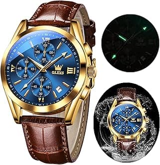 OLEVS Men's Casual Fashion Waterproof Gold Stainless Steel Band Quartz Gold Watches Gifts for Men