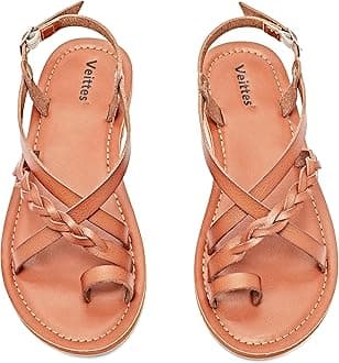 Veittes Women's Flat Slide Sandals - Fashion Slip On Braided Plait Toe Thong Strappy Spring Summer Shoes.