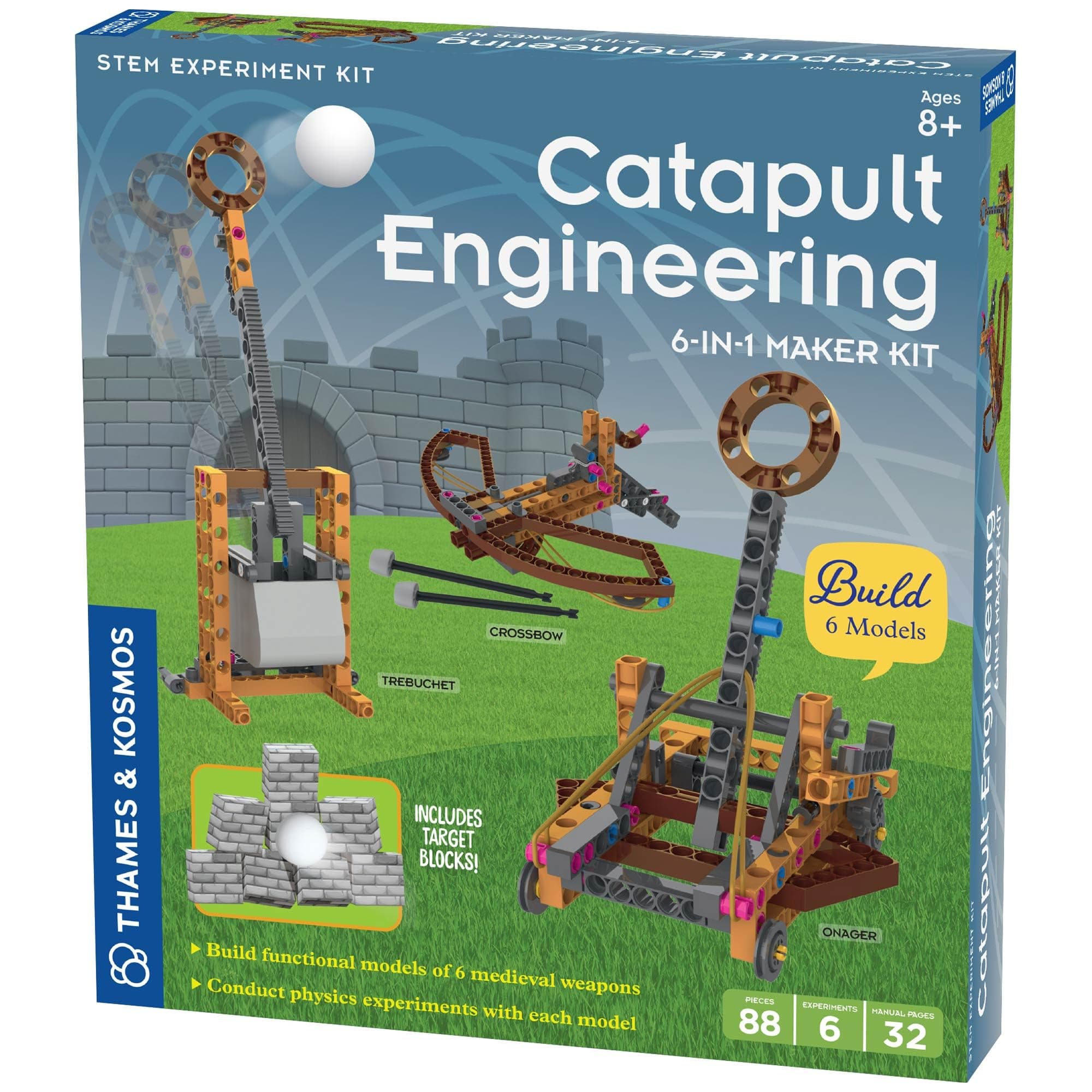Thames & Kosmos Catapult Engineering STEM Maker Kit, Build 6 Models of Unique Medieval Machines, Explore Mechanical Physics, Includes Safe Foam Balls & Soft-Tipped Projectiles, Suitable for Ages 8+