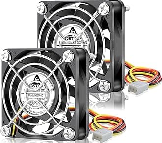 GDSTIME 60mm x 15mm Fan 3 Pin, 12V Brushless DC Cooling Fan 60x60x15mm for PC Cases, CPU Coolers, and Radiators (2 Pack)