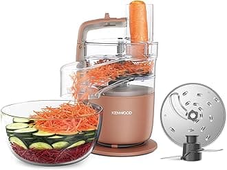 MultiPro Go FDP22.​130RD, Kitchen Robot, Chops, Slices, Grates, Purees, and Kneads, 360° Express Serve, 1.3L Bowl, Kneading Blades, 4mm Disc, 650W, Clay Red
