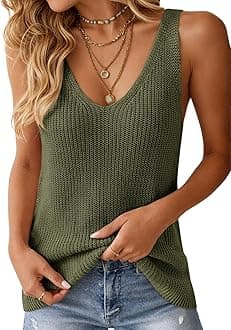 Tutorutor Womens Summer Sleeveless V Neck Sweater Vest Fall Knitted Loose Cami Tank Tops