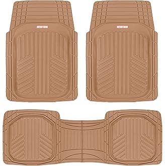 Motor Trend FlexToughXL Floor Mats for Cars Full Set, All-Weather Rubber Automotive Floor Mats, Waterproof Heavy Duty Car Mats, Flexible Floor Liners for Car Truck Van SUV, Car Floor Mats (Beige)