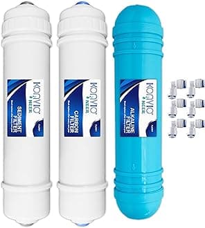 Konvio Neer 8 Inch Alkaline Cartridge, Carbon and Sediment Filter, Inline Filter Set for All RO Water Purifier