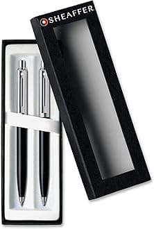 Sheaffer Sentinel, Black Resin Barrel, Chrome Cap, Nickel Plate Trim, Ballpoint & 0.7mm Pencil Set (E93211151)