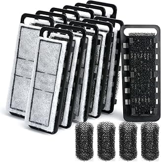 Slim Aquarium Filter Cartridges (12 pcs) with Intake Sponges (4 pcs)