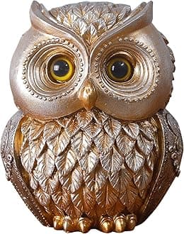 Artpaul Owl Decorations for Home Small Owl Decor Figurines Shelf Decor Home Office Living Room Decorations Birthday Gifts (Gold)